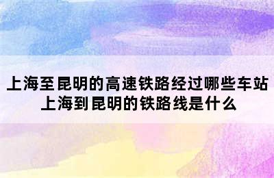 上海至昆明的高速铁路经过哪些车站 上海到昆明的铁路线是什么